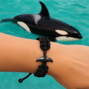 Black Woven Whale Tail Bracelet